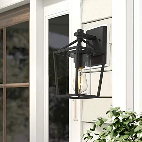 Emliviar Outdoor Wall Lights 2 Pack, Exterior Wall Mounted Light Fixtures, Black Finish with Clear Glass, 20065B3-2PK - Thumbnail 4