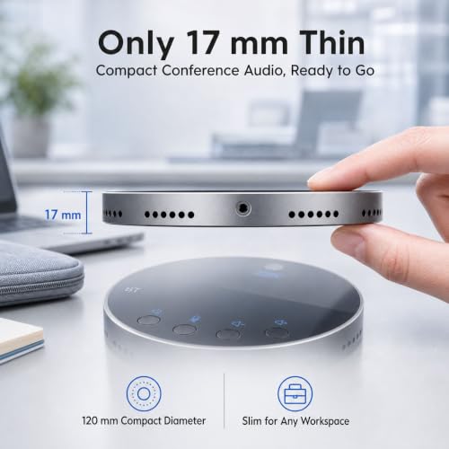 Image of Bluetooth Conference Speaker and Microphone, Bluetooth Speakerphone for Small Meeting Room,Wireless Conference Speaker 360Voice Pick up with Noise Cancellation Mics for Computer /Laptop