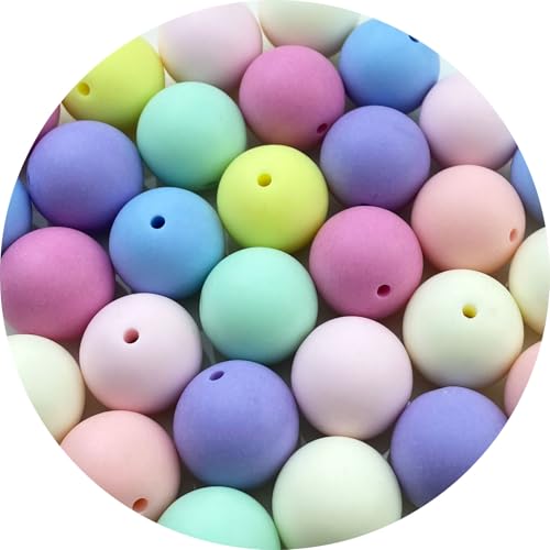 LIMAOLLY 30 Pieces 20mm Acrylic Round Pastel Beads Candy Color Frosted Plastic Spacer Beads for Jewelry Making Earring Bracelet Necklace Home Decoration