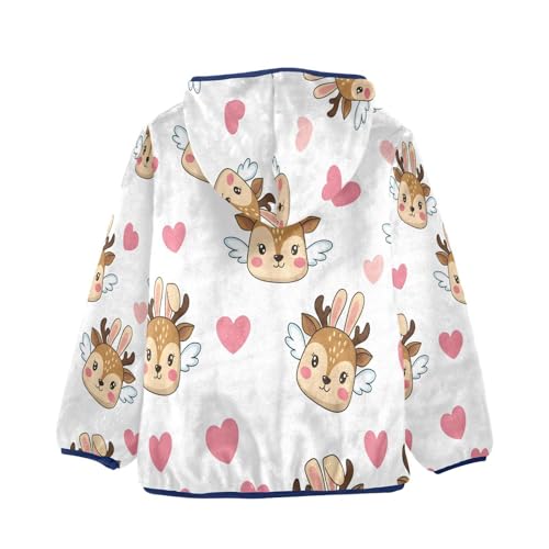 Cute Deer with Wings Toddler Fleece Jacket Girl Boys Hooded Fleece Jacket Coat Warm Outwear Zip-up 3-10T2