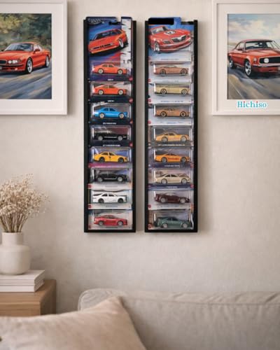 Image of Hot Wheels Wall Display System | Black | Modular Wall Hanger for Regular & Premium Carded 1:64 Diecast Cars | Expandable Wall-Mount Organizer (Value Pack [ Base 1pc + Extension 2pcs ])