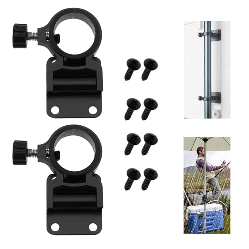 ZHAOYCSH 2 Soportes para Paraguas de Pesca, Abrazaderas Plegables de Aleación de Aluminio para Sombrillas, Soporte Ajustable Montado en Pared para Balcón, Terraza, Jardín y Actividades al Aire Libre
