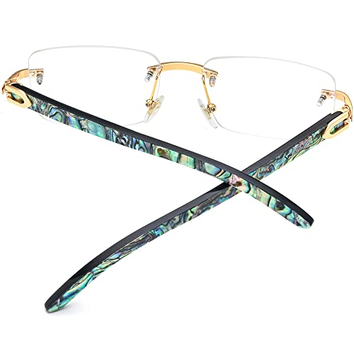 Image of HEPIDEM 100% Really Buffalo Horn Mussel Shell Rimless Eyeglass Frame 908