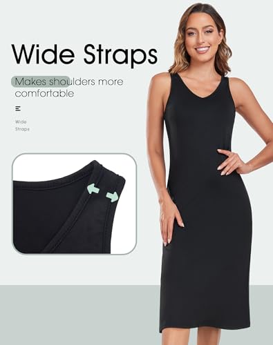 Image of MANCYFIT Full Slip for Women Under Dress Non-Cling Long Underdress | Wide straps, full length, anti-static layer, S-3XL, smooth modesty slip for sheer dresses