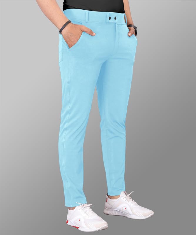Image of COMBRAIDED Men's Slim Fit Stretchable Casual Trousers | Stylish Lycra Blend Pants for Office, Party