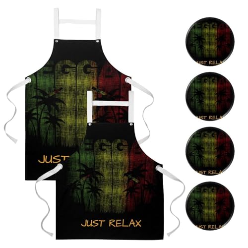 Tabliers de cuisine reggae avec cocotier pour pâtisserie et bistro