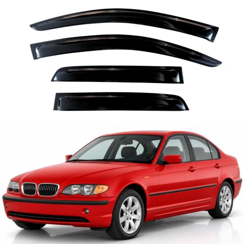 Image of KPY Rain Guards Fit for 1999-2004 BMW 3 Series Sedan, Out-Channel Window Visors Vent Wind Deflectors 4PC, Car Accessories for 99-04 BMW 3 Series Sedan