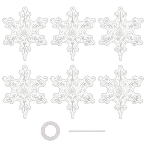 6 Pcs Clear Snowflake Balloons 36 Inch Winter Snowflake Foil Balloons Snowflakes Mylar Balloon for Christmas New Year Winter-themed Birthday Party Deceration supplies