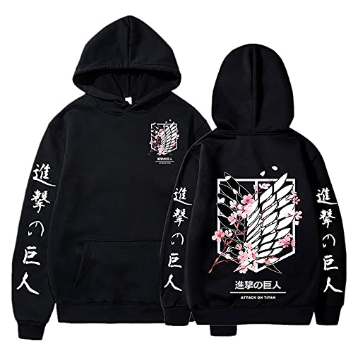 acsefire Sudadera con Capucha Attack on Titan Unisex Harajuku Sudadera Informal Attack on Titan Logo Manga Larga Anime Fans Regalo