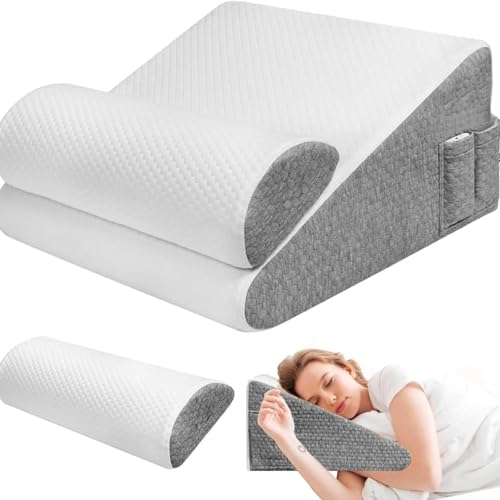 FUHUBB Healpurea 2.0 Sleep Pillow Cooling Memory Foam Bed Wedge for Headboard Adjustable Support (White-1PCS 19.7 19.7 10.2)