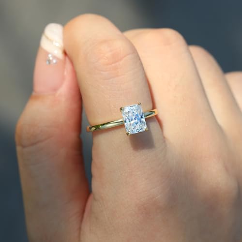 1ct/2ct/3ct Engagement Rings 925 Sterling Silver 14K Gold Plated Moissanite/Cubic Zirconia CZ Wedding Promise Rings for Her Wedding Bands for Women Size 5-92