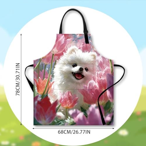 Image of Nuxovilar Decorative Kitchen Apron, 26.77x30.70 Inch Polyester Cooking Wearable Cover