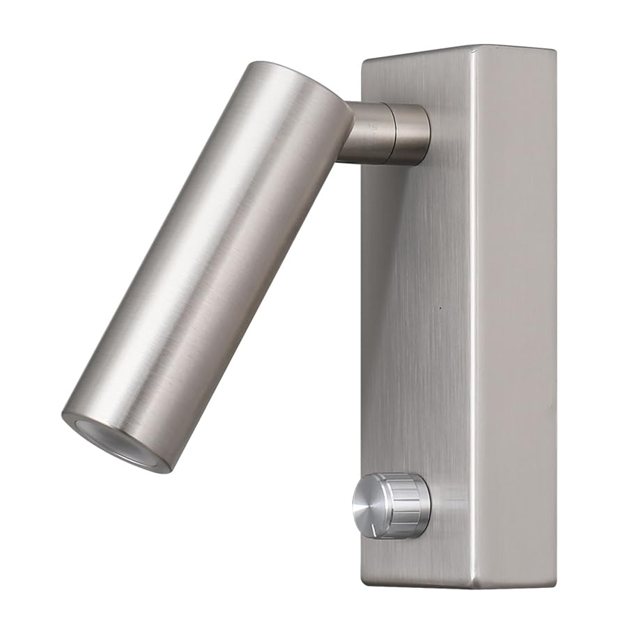 Wandlampe mit Dimmschalter, Drehknopf, Schwenkbarer Spot, Matt Schwarz, Modern (Brushed Nickel)