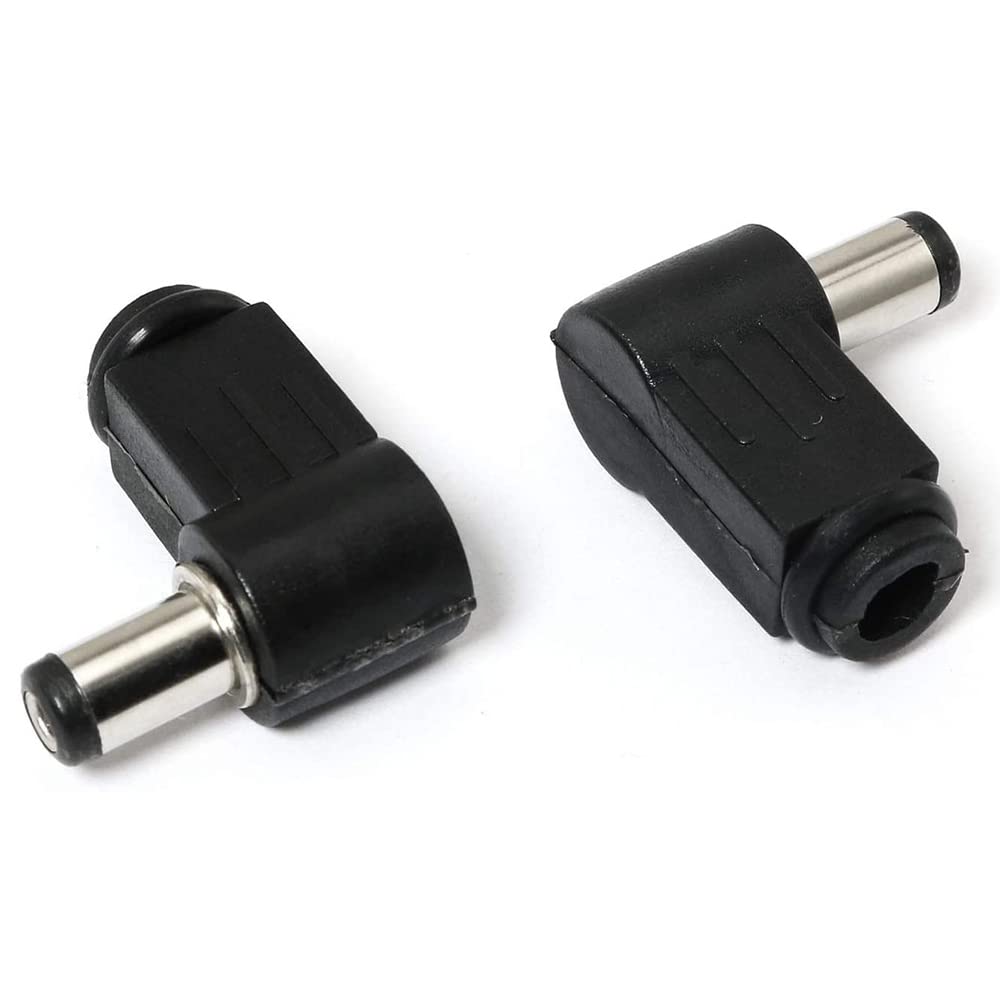 10 Piezas 90 Grados Ángulo Recto 2,5X5,5mm 2,5mm Cable de Alimentación Cc Enchufe Macho Conector Adaptador de Punta de Cable de Soldadura, 5525