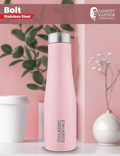 Image of CLASSIC ESSENTIALS Stainless Steel PURO Water Bottle 100% Leak Proof | Office Bottle | Gym Bottle | Hiking & Treking Bottle | Steel Water Bottle 1000 ml Bottle (Set of 2) (Pink)
