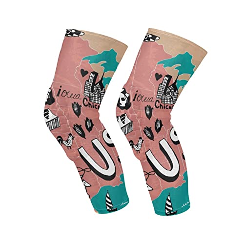 Zauya American United States Map Knee Braces For Knee Pain Women & Men,2 Pack Knee Brace For Knee Pain Set, Knee Brace Compression Sleeve For Running,Sports H141143 #TOP4