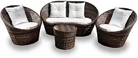 Conjunto de Sofás Fibra Sintética Orbital- 1 Sofá 2 L + 2 Poltronas + 1 Mesa Centro - Tecido Duna Cru