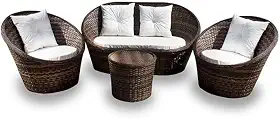 Conjunto de Sofás Fibra Sintética Orbital- 1 Sofá 2 L + 2 Poltronas + 1 Mesa Centro - Tecido Duna Cru