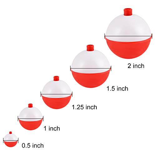 Image of Coopay 15pcs-50pcs /lot Fishing Bobbers Floats Set Hard ABS Snap on Red /White Float Bobbers Push Button Round Buoy Floats Fishing Tackle Accessories Size: 0.5 /1 /1.25 /1.5 /2 Inch