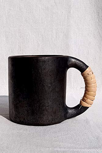 Terracotta by Sachii Longpi Black Pottery Coffee Mug Large Set of 2