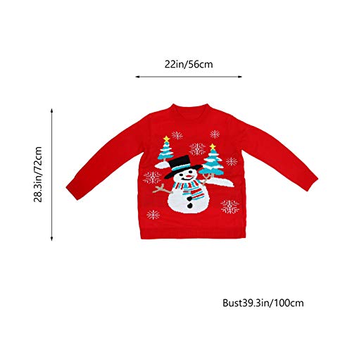 KESYOO Boneco de Neve Feminino Floco de Neve Suéter de Natal de Manga Longa Com Tema de Natal Tricô