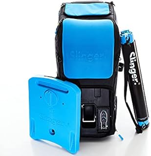 Slinger Portable Tennis Ball Launcher - Ball Thrower Machine with Multi-Function Tennis Racket Bag & Ball Basket - Remote - Grand Slam Pack Comes w/Oscillator, Telescopic Ball Tube and Camera Holder