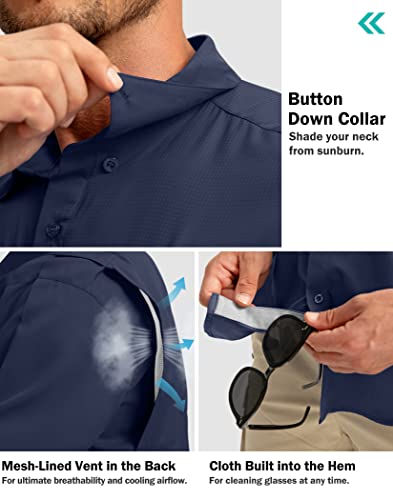 Men's Fishing Shirts with Zipper Pockets UPF 50+ Lightweight Cool Short Sleeve Button Down Shirts for Men Casual Hiking 5