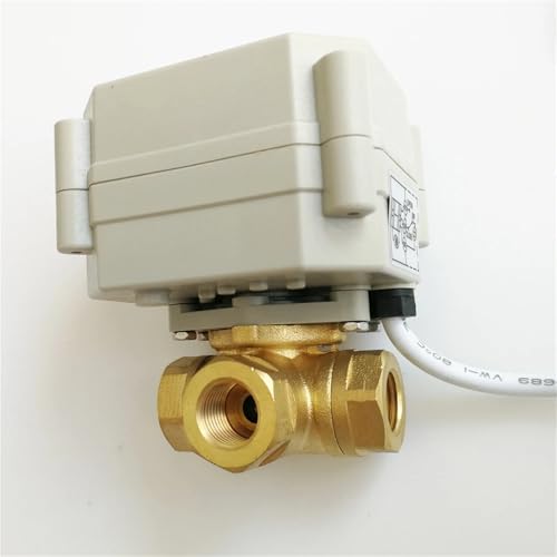 Válvula de bola eléctrica de 1/4" en latón de 3 vías con puerto T de CA/DC9V-24V 4