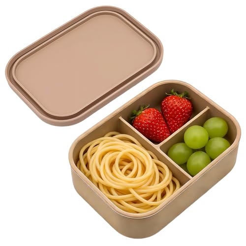 Fiambrera de Silicona con 3 Compartimentos, 700ml Lonchera con Secciones apta Microondas, Envase Almacenaje Comida 3 Divisiones, para Oficina, Escuela, Preparación de Comida, apto para Lavavajillas