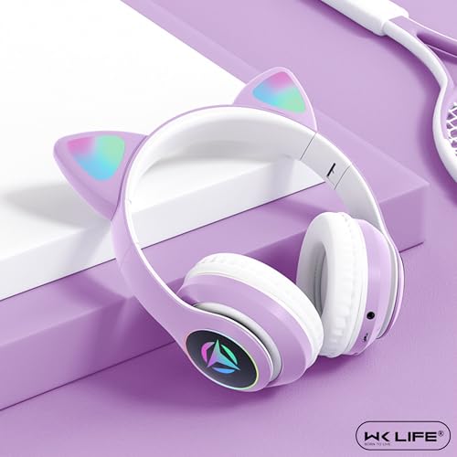 Image of Tubes- Wireless /Wired Bluetooth Kids Headphones with 85dB Safe and Upto 30 Hours Play Time with 800 mAh Battery for for Girls /Boys Gifts Cat Ear Online Learning School (Purple)