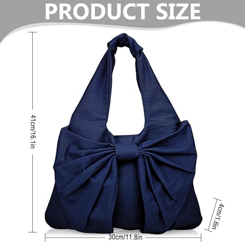 Cute Bow Canvas Tote Bag Purse for Women Bow Tote Bag Y2k Purses Cute Shoulder Handbag Travel Aesthetic Purse2