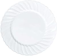 Vista 6 de Efavormart - Paquete de 12 platos de postre de plástico con borde blanco de 7.5 pulgadas, platos de ensalada desechables redondos