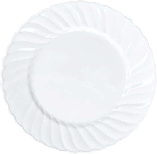 Miniatura 6 de Efavormart - Paquete de 12 platos de postre de plástico con borde blanco de 7.5 pulgadas, platos de ensalada desechables redondos