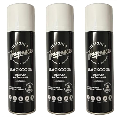 The Urban Company Air Freshener Blast Can 3 x Black Code Designer Fragrances Spray 300ml Car Home