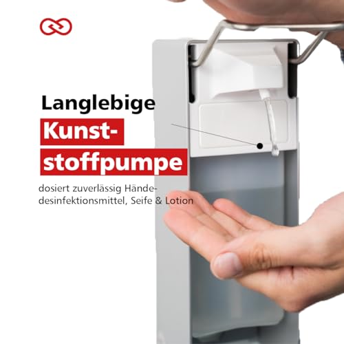 Ophardt Original Eurospender ingo-man® Classic mit Bedienhebel, 500 ml, Seifenspender und Desinfektionsmittelspender für Wandbefestigung aus Aluminium inklusive PET-Leerflasche, Made in Europe
