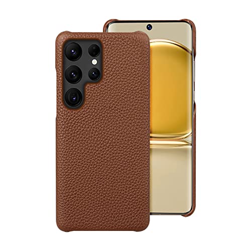 Étui cuir véritable Samsung S23 Ultra marron idéal pour le bureau