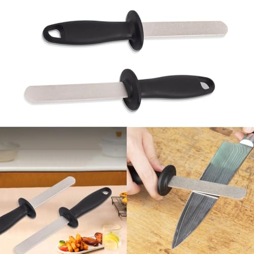 2 Stück Doppelseitige Diamantfeilen mit Körnung 400 und 1000, doppelter Körnung, zum Schärfen von Schneidwerkzeugen, ergonomischer, rutschfester Griff, für diverse Grob- und Feinmahlanwendungen