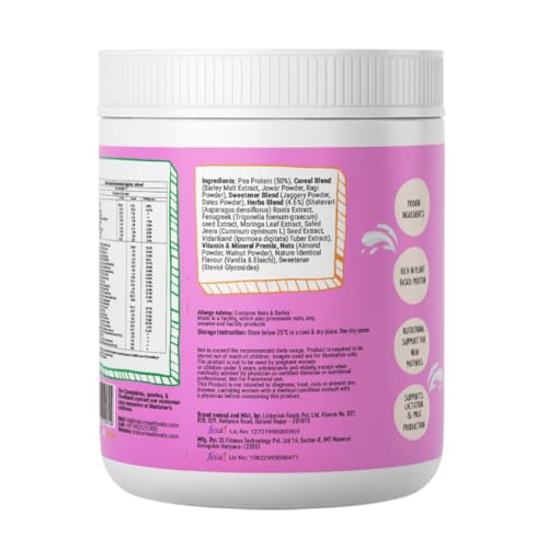 Image of Lactify Lactation Protein Powder with Shatavari to increase Breast Milk for Feeding Mothers 325 g Vanilla Elaichi Flavour | Mother's Recovery with 23 Essential Nutrients | No Refined Sugar & Preservatives