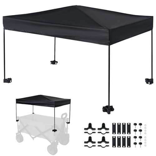 Acclcors Bollerwagen Dach Sonnendach, Faltbares Wasserdichter Handwagen Dach Tragbarer Bollerwagen Dach für Camping, Picknick, Angeln(L90*W56*H45CM)