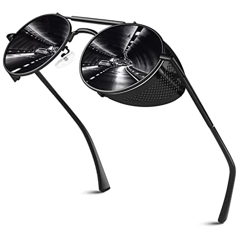 Sunier Retro Round Polarised Steampunk Sunglasses Cover