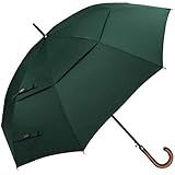 G4Free 52/62inch Wooden J Handle Golf Umbrella Windproof Classic Stick Wedding Cane Umbrellas, Auto Open Cane Hook Handle