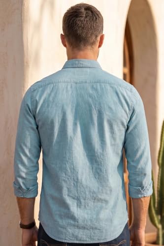 Image of Louis Philippe Men's Cotton Slim Fit Over Dyed Color Depth Comfortable and Durable Soft Handfeel Full Sleeve Solid Casual Shirt