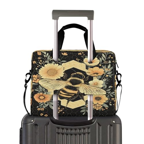 Honey Bee Flowers Hexagons 15.6 Inch Laptop Bag Briefcase for Business, Water-Resistant Computer Bag Fits 14-16 Inch Notebook for Men Women, Office Travel Work Backpack2