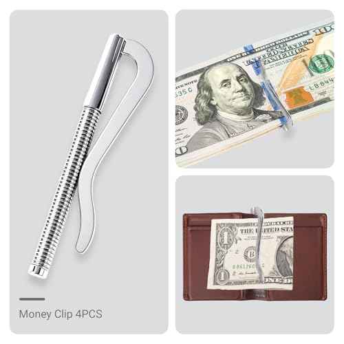 Little World 4PCS Money Clip - Stainless Steel Spring Money Clip for Men, Minimalist Mens Money Clip Front Pocket Wallet (70MM)2