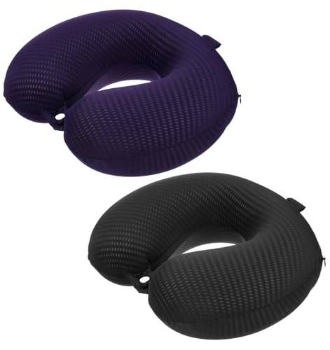 ValueBargain 2 fundas para cojín cervical, funda de cojín cervical, 30 x 25 cm, en forma de U, poliéster lavable con cremallera para avión, coche y oficina (gris oscuro y azul oscuro)