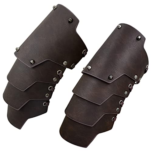 HiiFeuer Medieval Faux Leather 4 Layers Bracers Arm Armor, Middle Ages Mercenary Gauntlets - Image 2