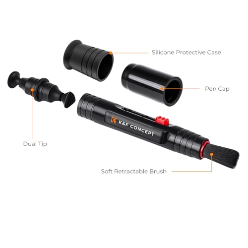 Image of K&F Concept Lens Cleaning Pen with Soft Brush, Double-Sided Carbon Head for Camera Lens, Optical Lens, Glasses, Cosmos /Valve Index /PS4 PS5 VR Headset, Drone Dust and Fingerprint Cleaning | 3-in-1 Cleaning Effect,Telescopic Button,Deep Cleaning,for Nikon Sony Canon Camera Optical Lenses,Easy to Carry,MP01