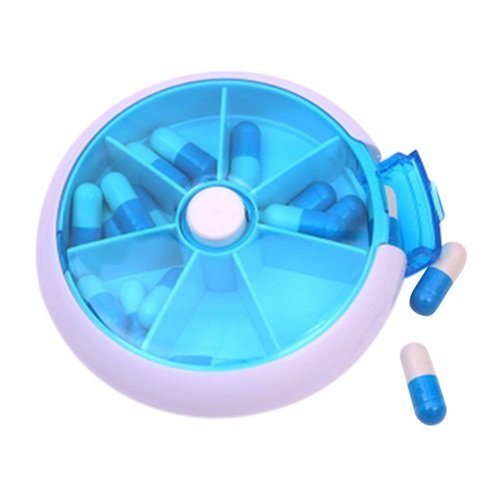 Glive's Plastic Pill Storage Box Small Kit Medicine Drug Case (1, Round Roting 7 Slots)-image-10