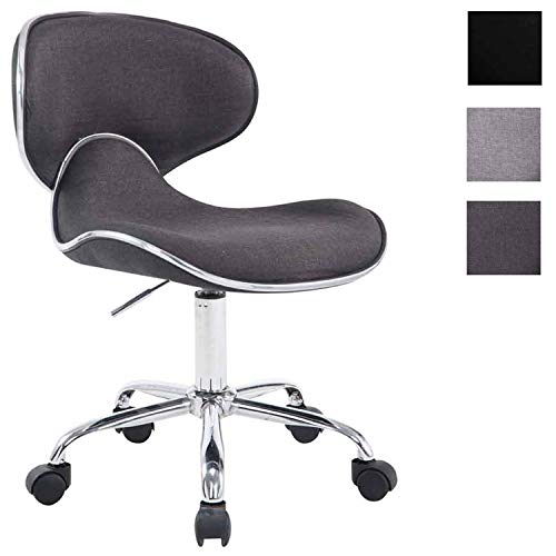 CLP Taburete con Ruedas Las Vegas V2 Tapizado En Tela I Taburete De Trabajo Regulable En Altura I Silla De Escritorio Moderna & Ligera I Color: Gris Oscuro