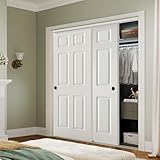 BARNSMITH 72x80 in 6-Panel Bypass Sliding Closet Door, White Primed Door Slab with Bypass Closet Track Hardware Kits, Paintable and Lightweight
